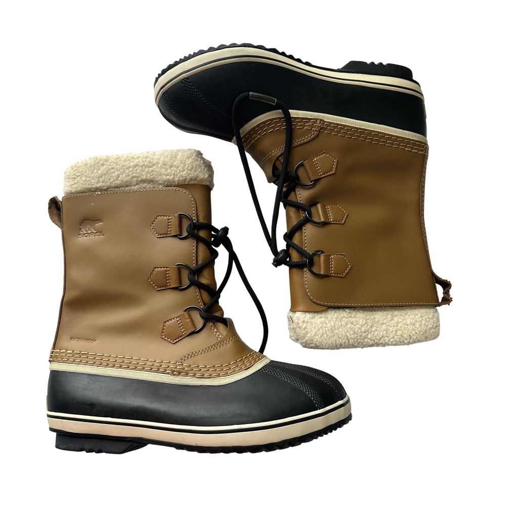 Sorel Caribou Women 7 Tan Black Waterproof Winter Snow Boots NY1963-259